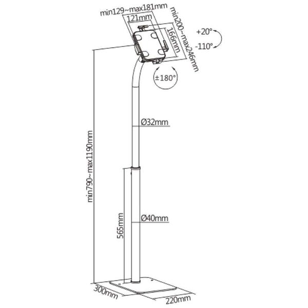 Brateck Lumi Height Adjustable Universal Anti-Theft Table Floor Stand Carousel 10
