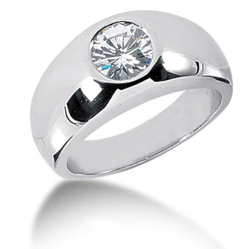 Round Brilliant Diamond Mens Ring in 14k white gold (0.5cttw, F-G Color, SI2 ... Carousel 1