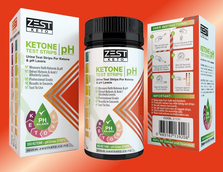 pH + Ketone Urine Test Strips - 2-in-1 - Zest Keto pH Alkaline / Acidity 200 Carousel 3
