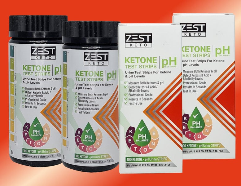 pH + Ketone Urine Test Strips - 2-in-1 - Zest Keto pH Alkaline / Acidity 200 Carousel 1