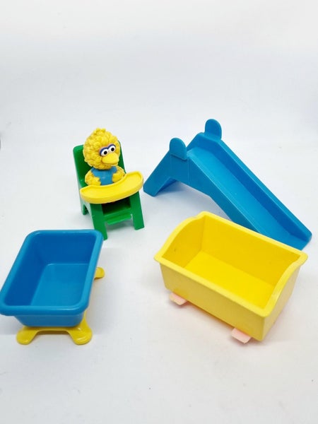 Vintage Sesame Street Big Bird with Furniture & Slide ~ Toyco 1990's Carousel 1