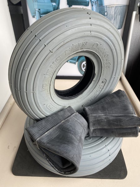 2 x 3.00-4 Mobility Tyres & Tubes (Grey) Carousel 1