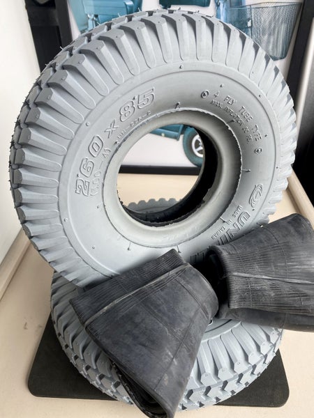 2 x 3.00-4 Mobility Tyres & Tubes (Grey) Carousel 1