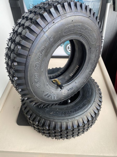 2 x 4.10/3.50-5 Mobility Tyres & Tubes (Black) Carousel 1