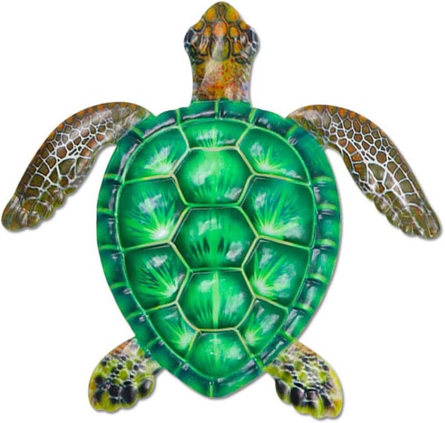 Turtle Wall Decor Metal Sea Turtle Sculpture for Bathroom, Bedroom, Pool-Green Carousel 1