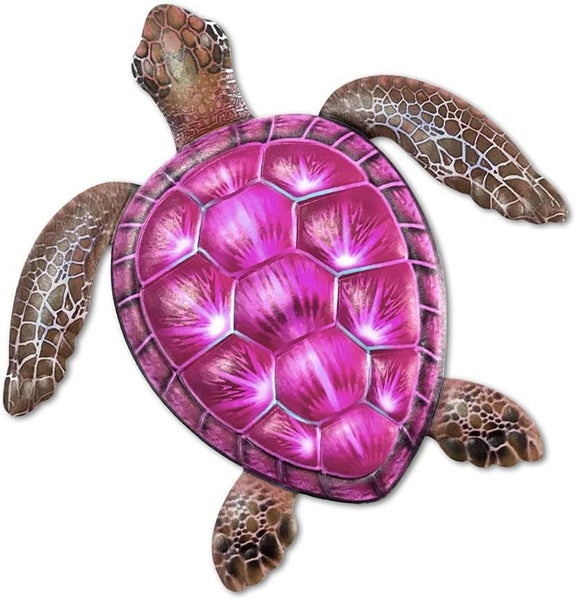 Turtle Wall Decor - Metal Sea Turtle Sculpture for Bathroom, Bedroom, Pool-Red Carousel 1