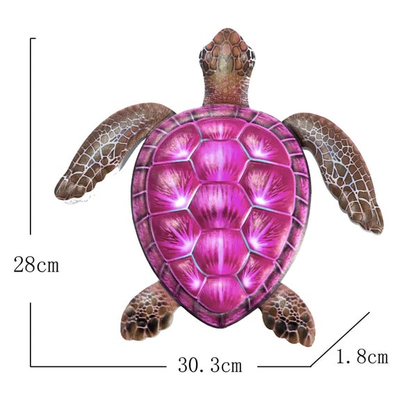 Turtle Wall Decor - Metal Sea Turtle Sculpture for Bathroom, Bedroom, Pool-Red Carousel 2