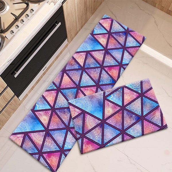 2Pcs Boho Kitchen Rugs - Non-Slip Washable Runners for Sink, Bathroom, Laundry Carousel 1