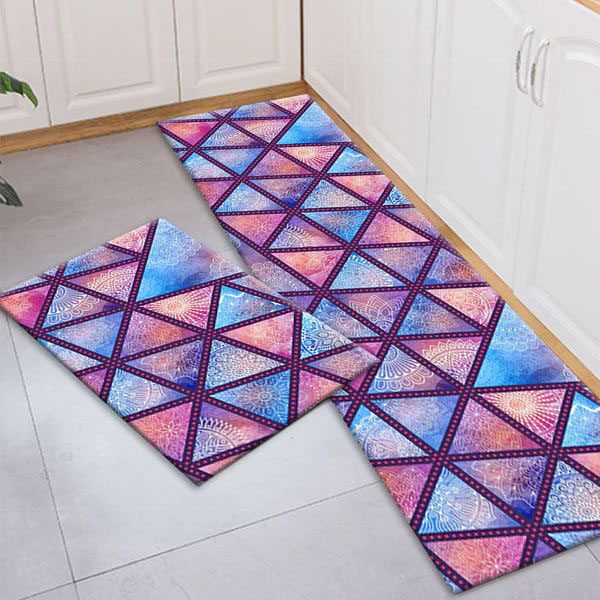 2Pcs Boho Kitchen Rugs - Non-Slip Washable Runners for Sink, Bathroom, Laundry Carousel 2