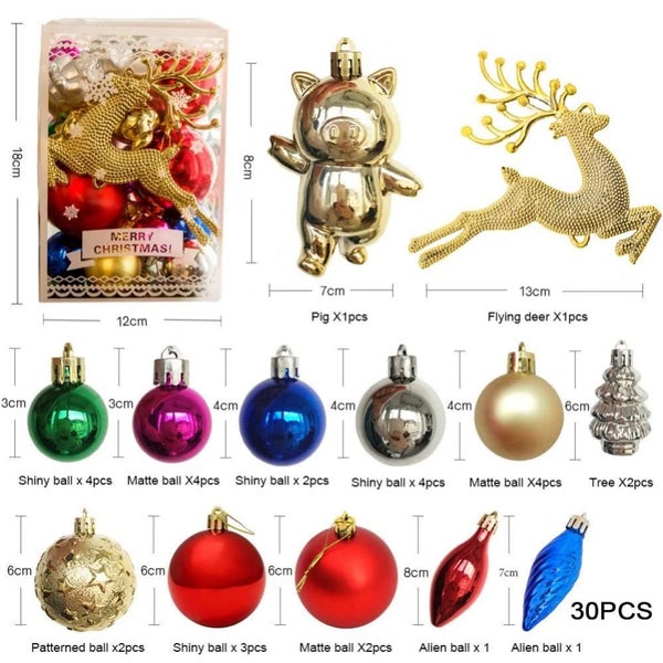 30PCS Christmas Tree Ornaments Set - Hanging Balls for Xmas Party Decor-Colorful Carousel 2