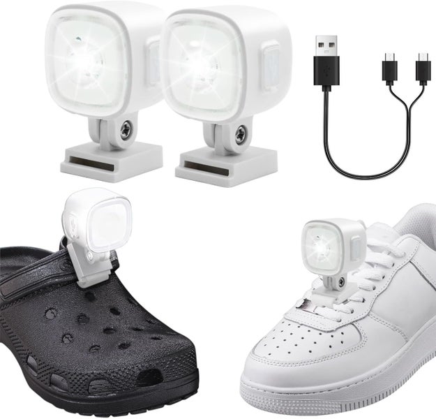 2Pcs Rechargeable Water-resistant Croc Headlights - 4 Light Modes, White Carousel 1