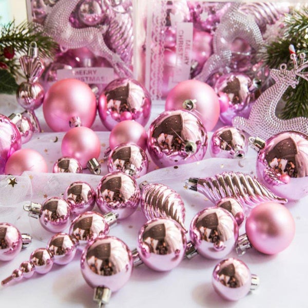 30PCS Christmas Tree Ornaments Set - Hanging Balls for Xmas Party Decor-Pink Carousel 3
