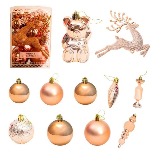 30PCS Christmas Tree Ornaments Set - Hanging Balls for Xmas Party Decor-RoseGold Carousel 1