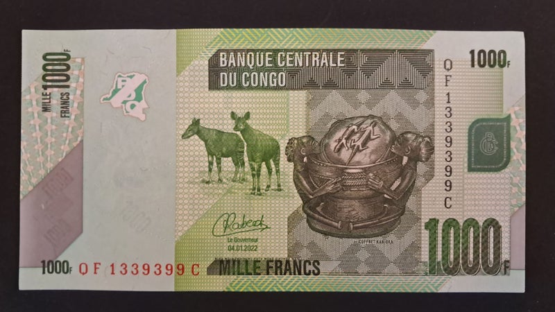 CONGO KINSHASA 2022 1000 Francs banknote UNC Carousel 1