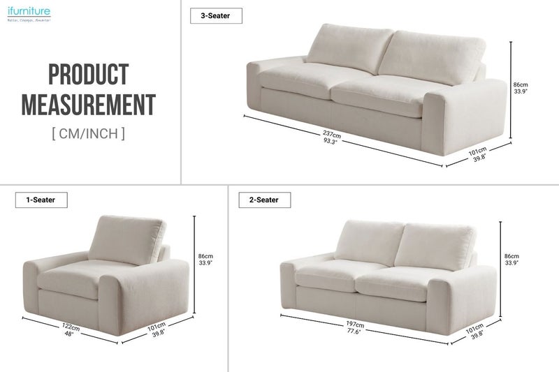 CAMERO Feather Filled Fabric Sofa Range - 3 Seater Carousel 2