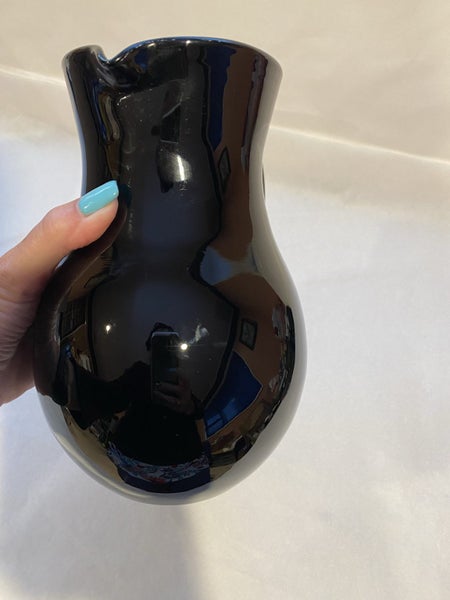 Black Vintage Art Glass Jug - stunning Carousel 9