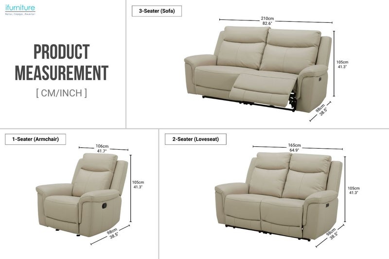 MOONLIT Genuine Leather Recliner Sofa Range - 2 Seat Power Recliner Sofa(2RR) Carousel 2