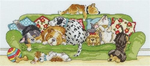 Bothy Threads Lazy Dogs - Cross Stitch Kit Carousel 1