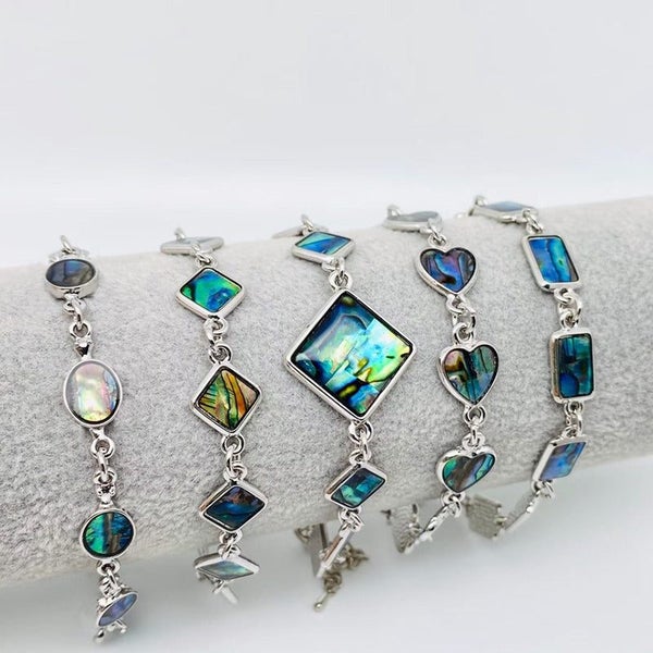 Tropicana Abstract Bracelets - Abalone, Paua, Shell, Green, Blue, Summer, Hea... Carousel 2
