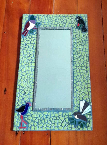 Little native birds mosaic mirror Carousel 1