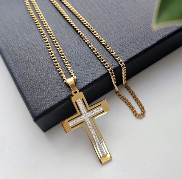 (18K Gold Filled) Cross Crystal Pendant Necklace NSS11ZX-9 Carousel 2