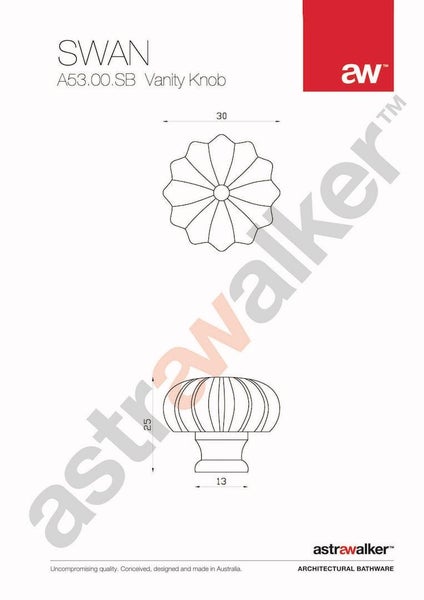 Astra Walker Swan Vanity Knob | Brushed Platinum Carousel 2