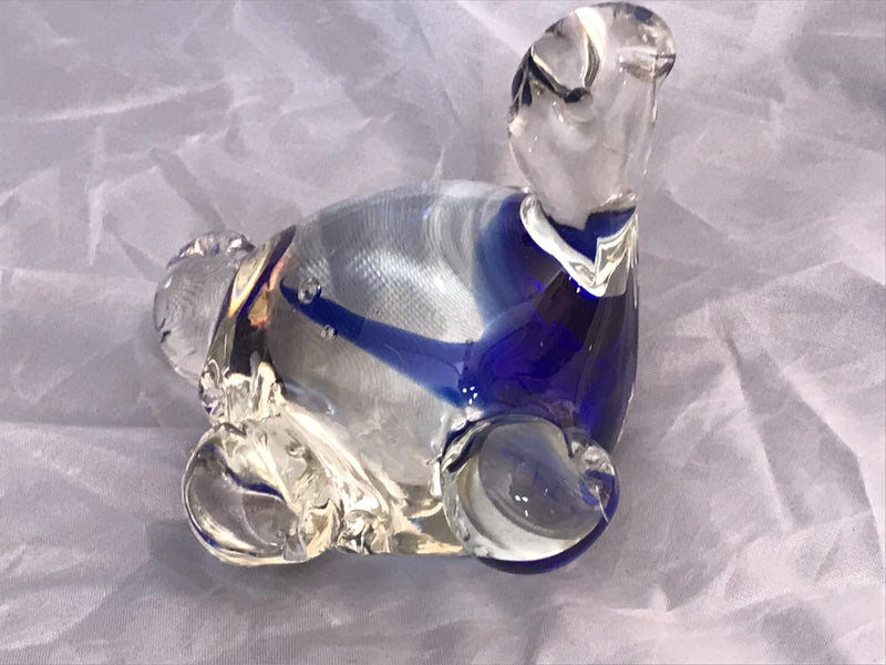 $!NR! Collectable blue & clear art glass Turtle figurine 80/4 Carousel 3