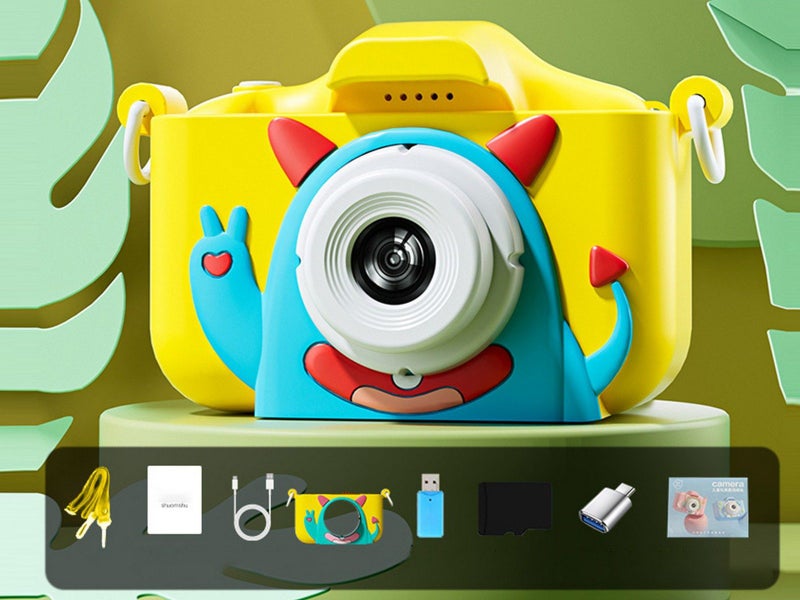 Kids Digital Camera Portable Video Camera with 64G TF Card Card Reader Yellow Carousel 2