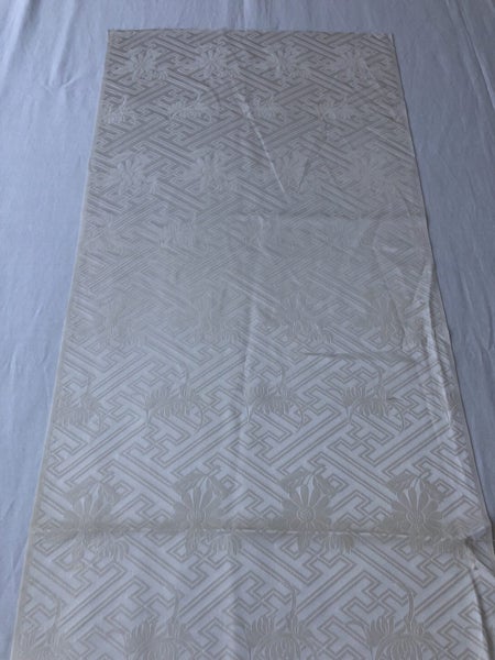 Vintage Cream Woven Rinzu Silk Kimono Panel Fabric Piece Carousel 2