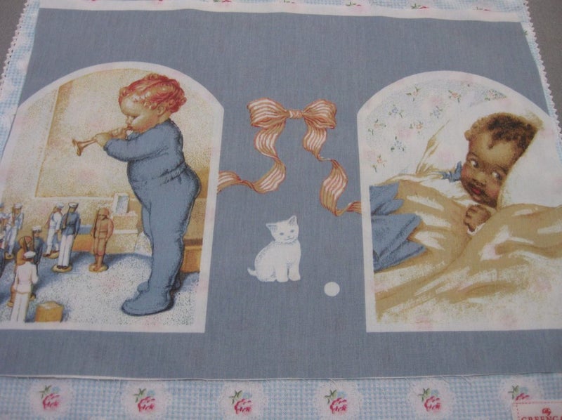 Baby Boy Tin Soldiers & Ethnic Baby Boy on One Panel Blue Bessie Pease Gutmann Carousel 1