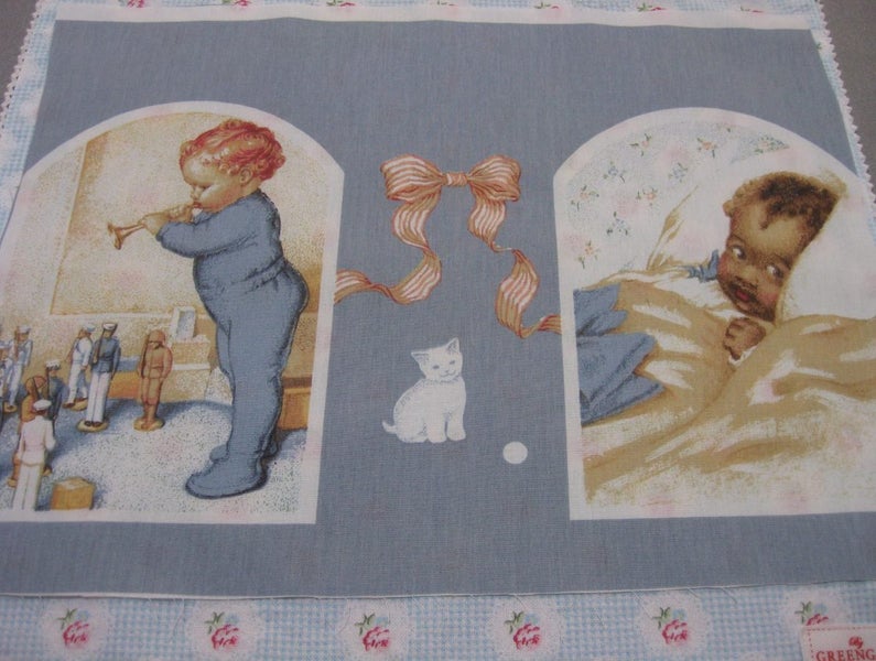 Baby Boy Tin Soldiers & Ethnic Baby Boy on One Panel Blue Bessie Pease Gutmann Carousel 2