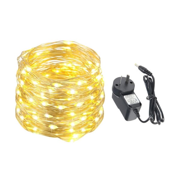 80m Plug-in Silver Wire Seed String Fairy Lights - Warm White Carousel 1