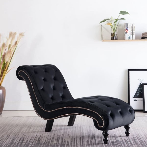 Chaise Lounge Black Velvet Xanloo Carousel 1
