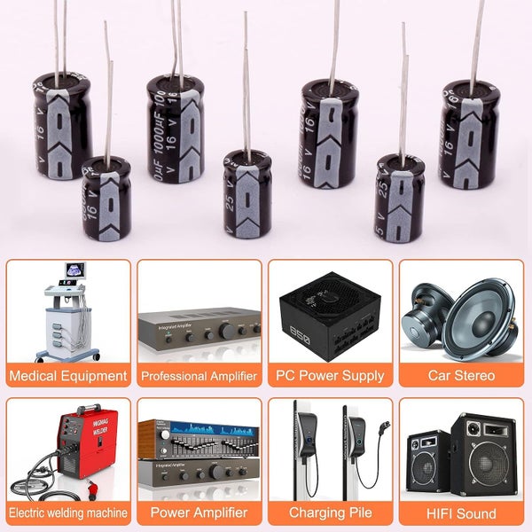 24Value 500pcs Electrolytic Capacitor Assortment Box Kit Range 0.1uF-1000uF64264502246146113
