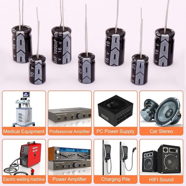 24Value 500pcs Electrolytic Capacitor Assortment Box Kit Range 0.1uF-1000uF64242140219266111