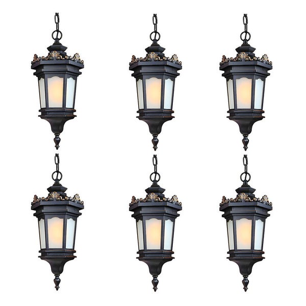Vintage Lamp 6X 54.5cm Elegant Aluminum & Glass Lantern Chandelier Classic Ha... Carousel 1