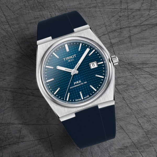 Premium Silicone Rubber Watch Strap for Tissot PRX - Quick Release - Blue (2407) Carousel 2