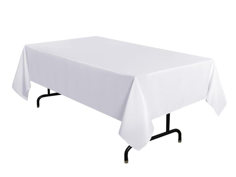 152x260cm Rectangle Table Cloth Washable Tablecloth Polyester Table Cover White Carousel 1