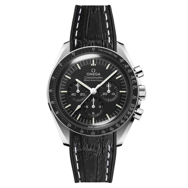 Embossed Alligator Curved End Premium Rubber Watch Strap for Omega Speedmaste... Carousel 2