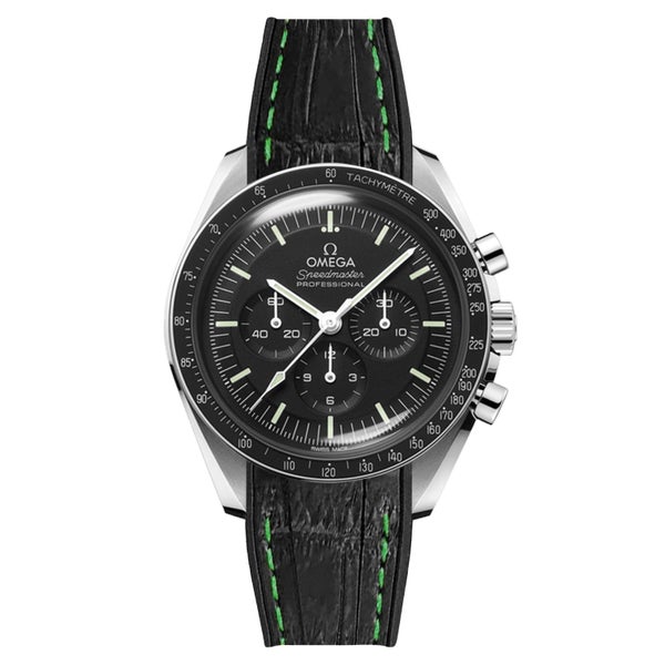 Embossed Alligator Curved End Premium Rubber Watch Strap for Omega Speedmaste... Carousel 1