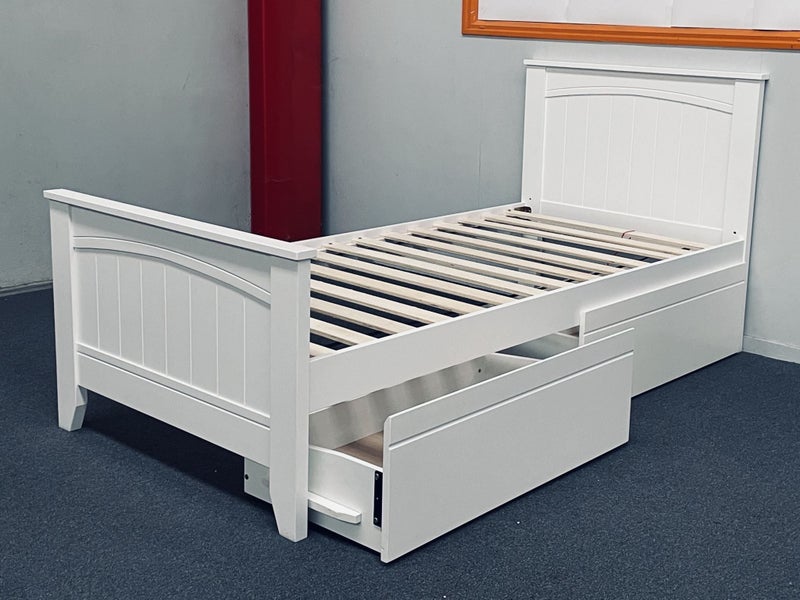 Emilia Solid Hardwood Single Bed (White) | Made in Malaysia Carousel 2