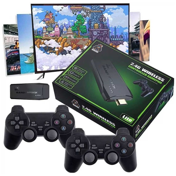 Video Game 64G Stick Console - 20000+ Games 2 Wireless Controller 4K HDMI TV Carousel 1