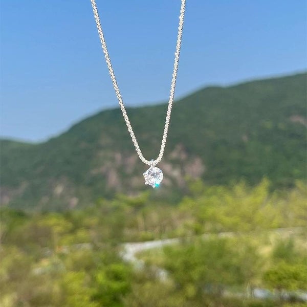 Popular S Sterling Sier Sparkling Necklace for Women Light Round White Diamon... Carousel 2