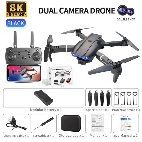 New E99Pro Drone 4K Professinal With Wide Angle Dual HD Camera Foldable RC He... Carousel 1