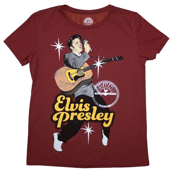 Sun Records Elvis Mic Womens T Shirt Carousel 1