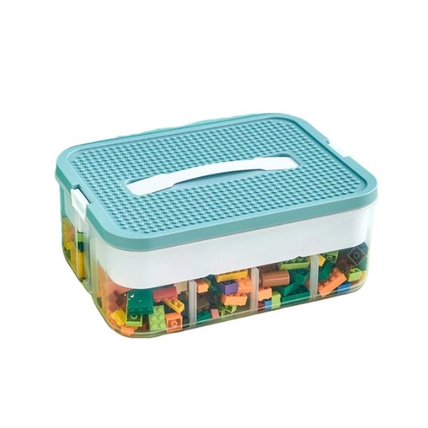 Storage Box Green With White Line One Layer Handle Stackable Organizer Storage B Carousel 1