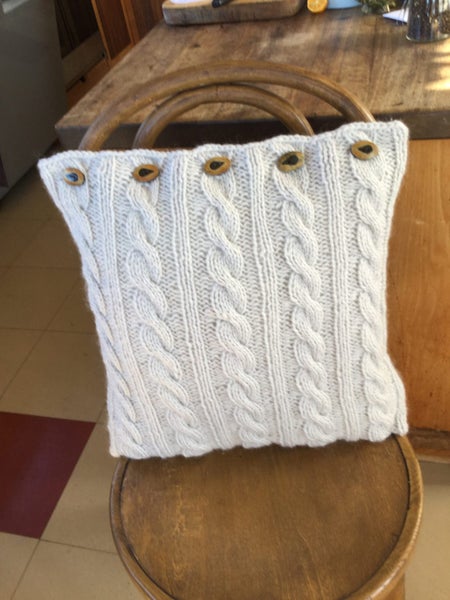 Knitting Kit Set- Cable Knit Cushion Cover Carousel 1