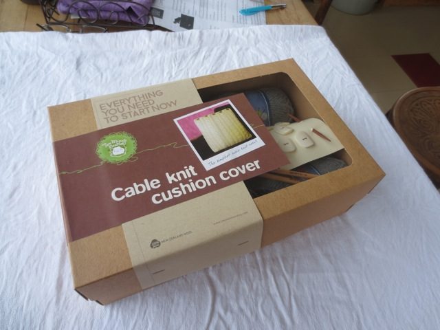Knitting Kit Set- Cable Knit Cushion Cover Carousel 2