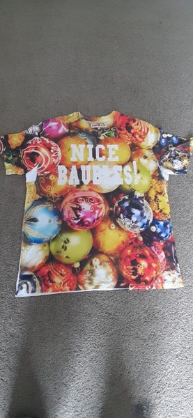 CHRISTMAS ... Adult's Christmas T-Shirt, short sleeved, bauble-themed Carousel 1