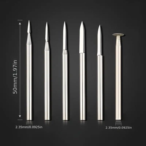 6pcs Woodworking Carving Knife Set 2.35/3.0mm Shank Carving Knife Carousel 1
